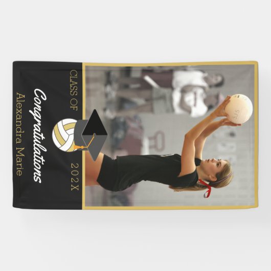 Gefeliciteerd met volleybalspeler foto afstuderen spandoek (Horizontaal)