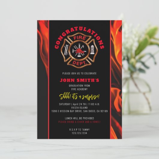 Gefeliciteerd met vuur kaart (Staand voorkant)