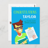 Gefeliciteerd met zijn examen succes – Aanpasbaar Briefkaart (Voorkant / Achterkant)