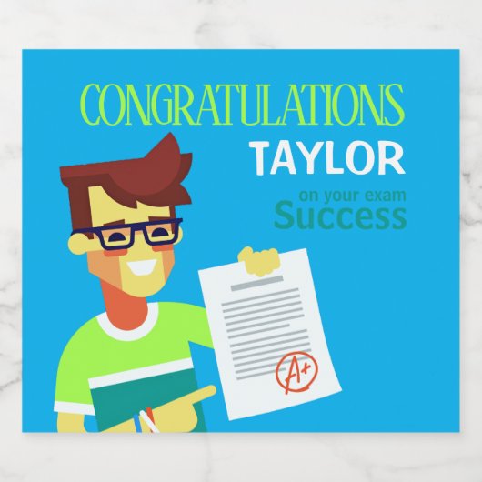 Gefeliciteerd met zijn examensucces -  sparkling wijnetiket (Enkel label)