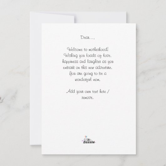 Gefeliciteerd met zwangerschap, Flat Holiday Kaart (Achterkant)