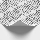 Gefeliciteerd met zwarte en witte typografie cadeaupapier (Hoek)