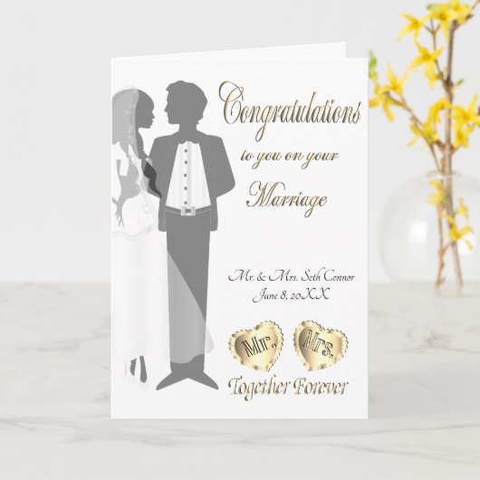 Gefeliciteerd mevrouw en meneer kaart (Gele Bloem)