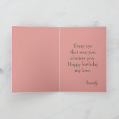 Gefeliciteerd mijn liefje waterverf roze flormond feestdagen kaart (Binnen)