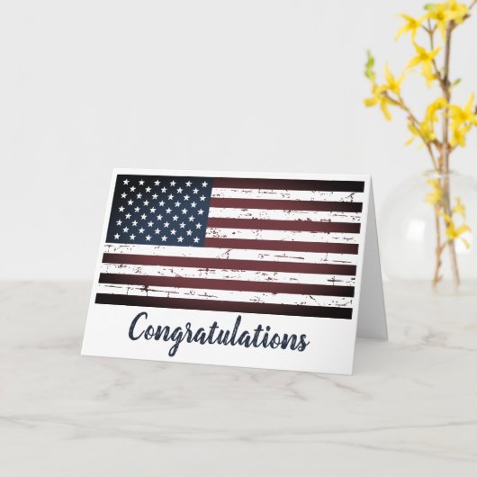 Gefeliciteerd militaire patriottische Amerikaanse  Kaart (Gele Bloem)