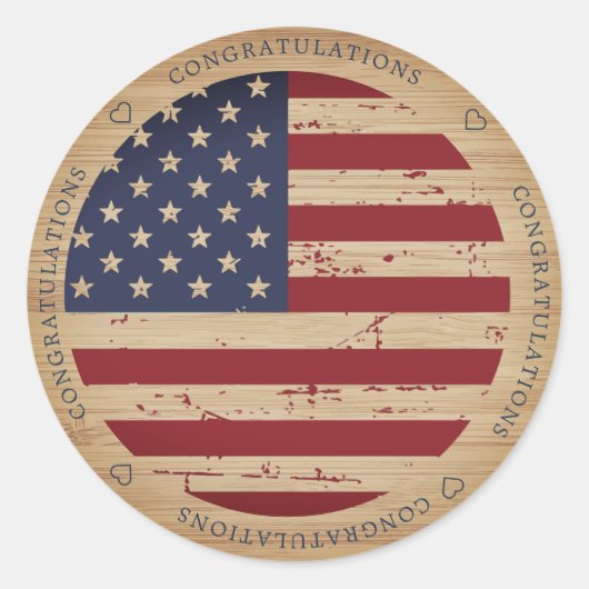 Gefeliciteerd militaire patriottische Amerikaanse  Ronde Sticker (Voorkant)