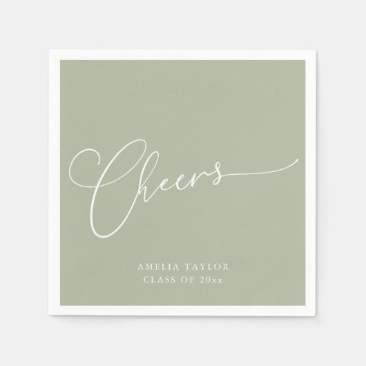 Gefeliciteerd Minimal Sage Jade Script Afstudeerfe Servet (Voorkant)