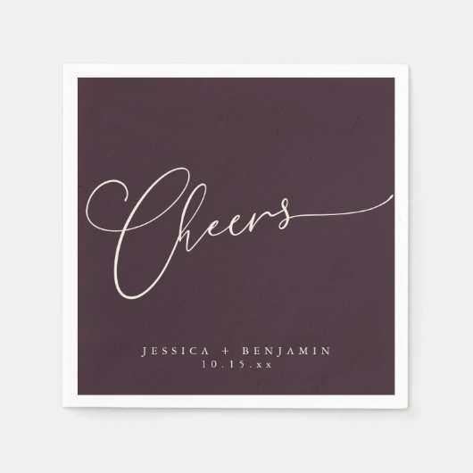 Gefeliciteerd Minimalistische Plum Script Trouwkaa Servet (Voorkant)