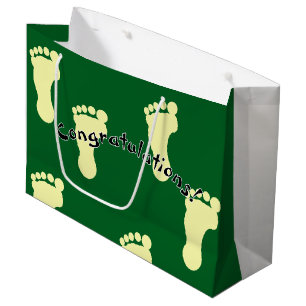 Gefeliciteerd Mintgroen voetafdrukpatroon Groot Cadeauzakje