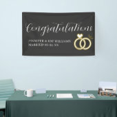 Gefeliciteerd Modern Black Script Wedding Banner (Beurs)
