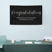 Gefeliciteerd Modern Black Script Wedding Banner (Beurs)
