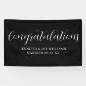 Gefeliciteerd Modern Black Script Wedding Banner (Horizontaal)