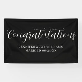 Gefeliciteerd Modern Black Script Wedding Banner