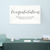 Gefeliciteerd Modern Black Script Wedding Spandoek (Beurs)
