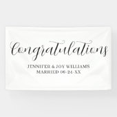 Gefeliciteerd Modern Black Script Wedding Spandoek (Horizontaal)