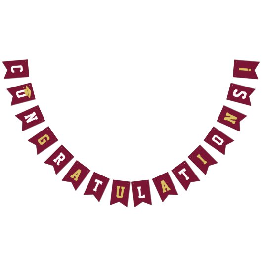 Gefeliciteerd Modern Burgundy Gold Afstuderen Vlaggetjes (Alle)