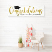 Gefeliciteerd Modern Gold Custom 2025 Afstuderen Spandoek (Insitu)