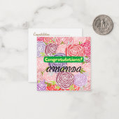 Gefeliciteerd Modern kleurrijk bloemmotief Notitiekaartje (Voorkant / Achterkant in situ)