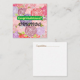 Gefeliciteerd Modern kleurrijk bloemmotief Notitiekaartje