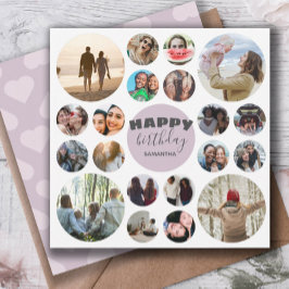 Gefeliciteerd Modern Roze 20 Foto Collage Kaart