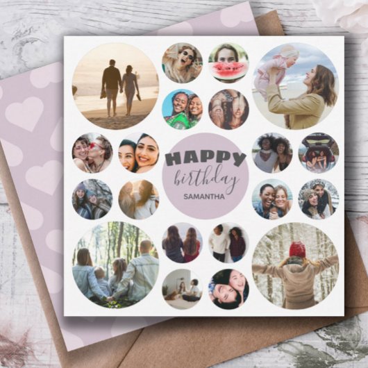 Gefeliciteerd Modern Roze 20 Foto Collage Kaart