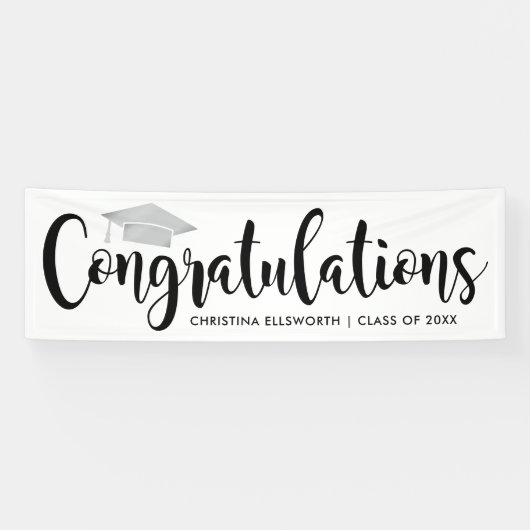 Gefeliciteerd Modern Silver 2025 Afstuderen Spandoek (Horizontaal)