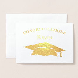 Gefeliciteerd Modern Simple Gold Pet Afstuderen Folie Kaarten
