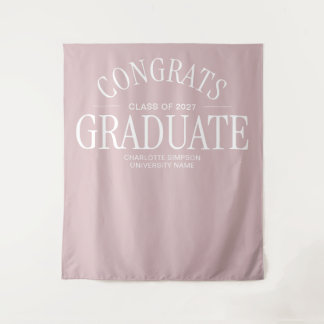 Gefeliciteerd Modern Vette Afstudeer Roze Wandkleed
