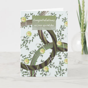 Gefeliciteerd Moderne Bloem Groene Ranken Kaart