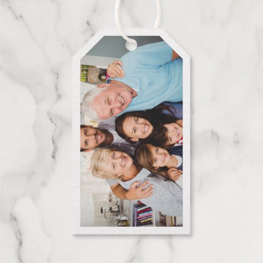 Gefeliciteerd | Moderne en eenvoudige familiefoto Cadeaulabels (Achterkant)