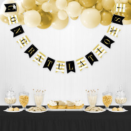Gefeliciteerd Moderne Gouden Zwarte Afstudeerfeest Vlaggetjes