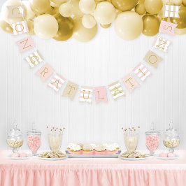 Gefeliciteerd Moderne Roze Gouden Afstudeerfeest Vlaggetjes