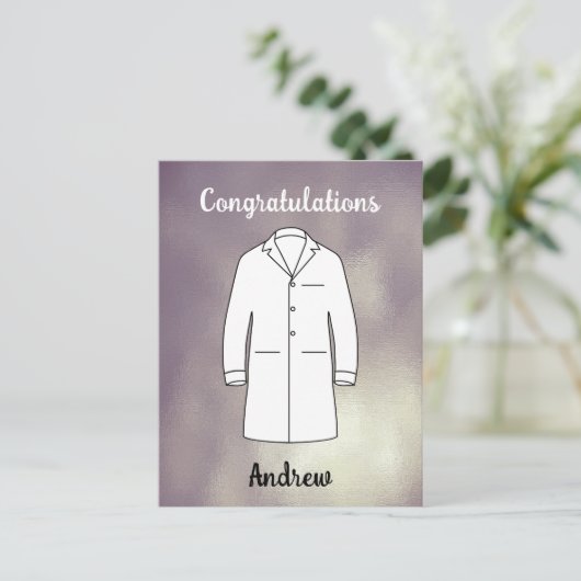 Gefeliciteerd Moderne Witte Jas Ceremonie Dokter Briefkaart (Staand voorkant)