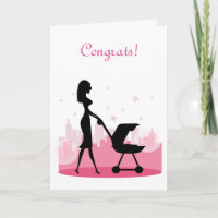 Gefeliciteerd - modieuze mama duwen Baby koets