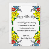 Gefeliciteerd Moederdag bloemencadrate hartelijke Feestdagenkaart (Voorkant / Achterkant)