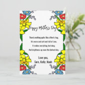 Gefeliciteerd Moederdag bloemencadrate hartelijke Feestdagenkaart (Staand voorkant)