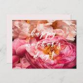 Gefeliciteerd moederdag! Elegante Roze Pioen Rozen Briefkaart (Voorkant / Achterkant)