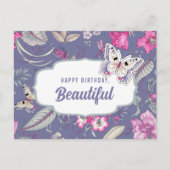 Gefeliciteerd, mooi. Bloemen & Vlinder Briefkaart (Voorkant)