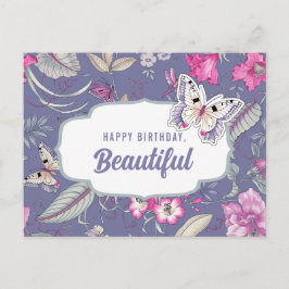 Gefeliciteerd, mooi. Bloemen & Vlinder Briefkaart