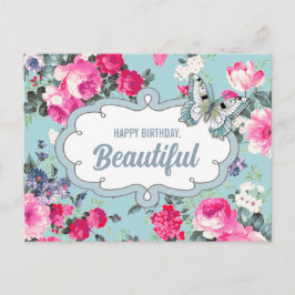 Gefeliciteerd, mooi. Bloemen & Vlinder Briefkaart