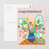 GEFELICITEERD Mooie Bloemen Boeket Leuke Aanpassin Briefkaart (Voorkant / Achterkant)