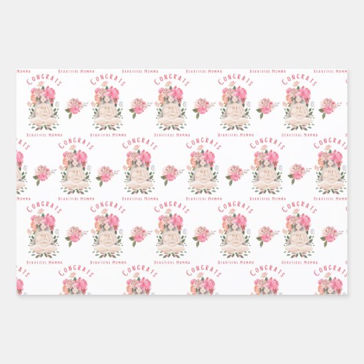 Gefeliciteerd: mooie Momma-pakpapierbladen Inpakpapier Vel (Voorkant)