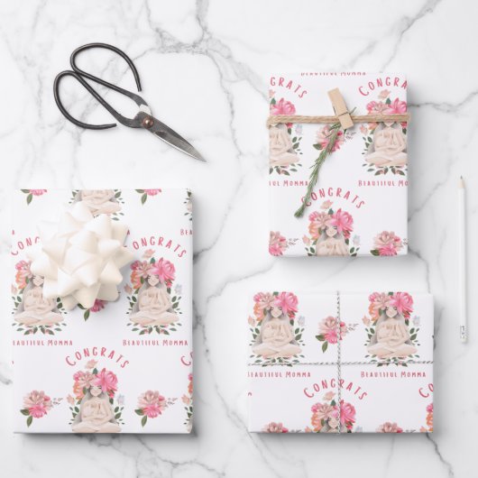 Gefeliciteerd: mooie Momma-pakpapierbladen Inpakpapier Vel (Voorkant)