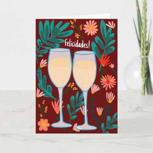 Gefeliciteerd Mousserende Wijn Champagne Bloemig P Kaart (Voorkant)