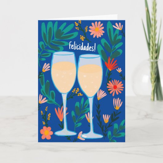 Gefeliciteerd Mousserende Wijn Champagne Bloemig P Kaart (Voorkant)
