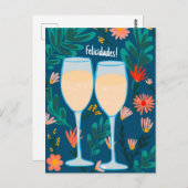 Gefeliciteerd Mousserende Wijn Champagne Bloemige  Briefkaart (Voorkant / Achterkant)