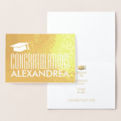 Gefeliciteerd Naam Afstuderen Modern Goud Echt Folie Kaarten (Display)