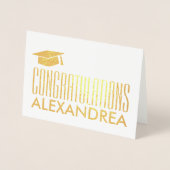 Gefeliciteerd naam Afstuderen Modern Silver Real Folie Kaarten (Voorkant)