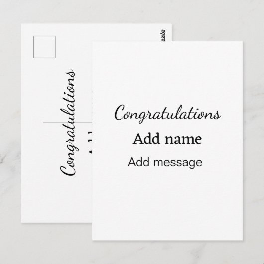 Gefeliciteerd naam bericht eenvoudig afgestudeerd  briefkaart (Voorkant / Achterkant)
