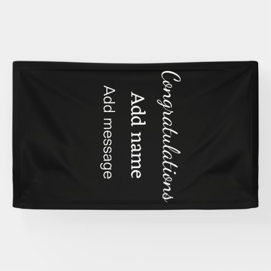 Gefeliciteerd naam bericht eenvoudig afgestudeerd  spandoek (Horizontaal)